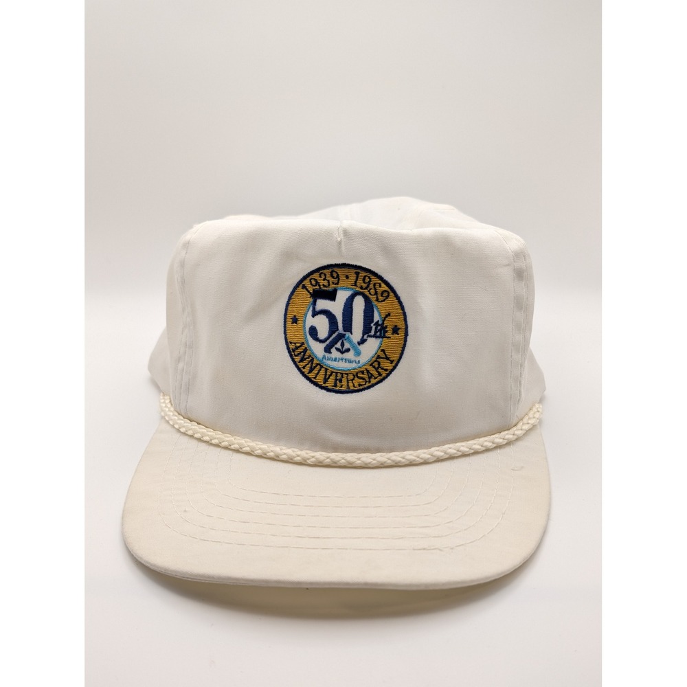 Albertsons VTG Snapback Hat Mens OSFM White Fair 50th Anniversary Rope Cap